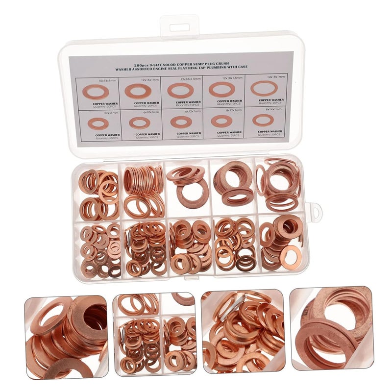 M5 Copper Sealing Washers 200pcs Flat Gasket for Plumbing Automotive Applications - Image 4